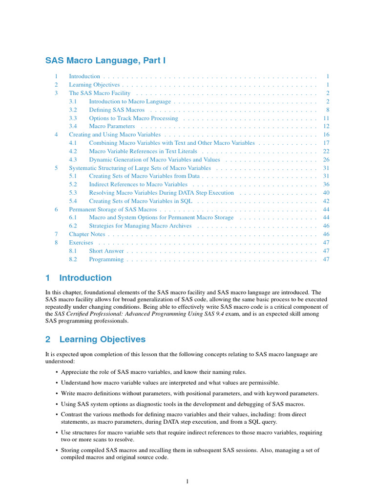 Introduction to SAS Macro Language | PDF | Parameter (Computer ...