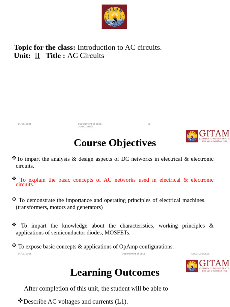 Unit-2 AC Circuits gitam | PDF | Electrical Impedance | Electricity