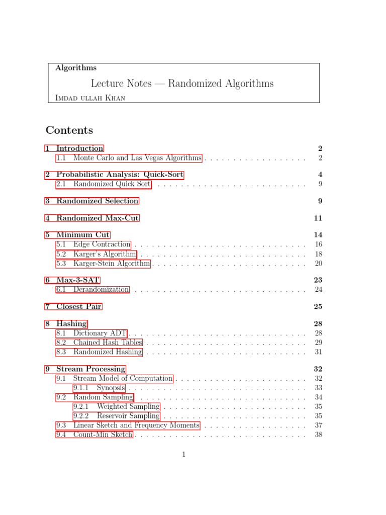Randomized Algorithms Lecture Notes | PDF | Algorithms And Data ...