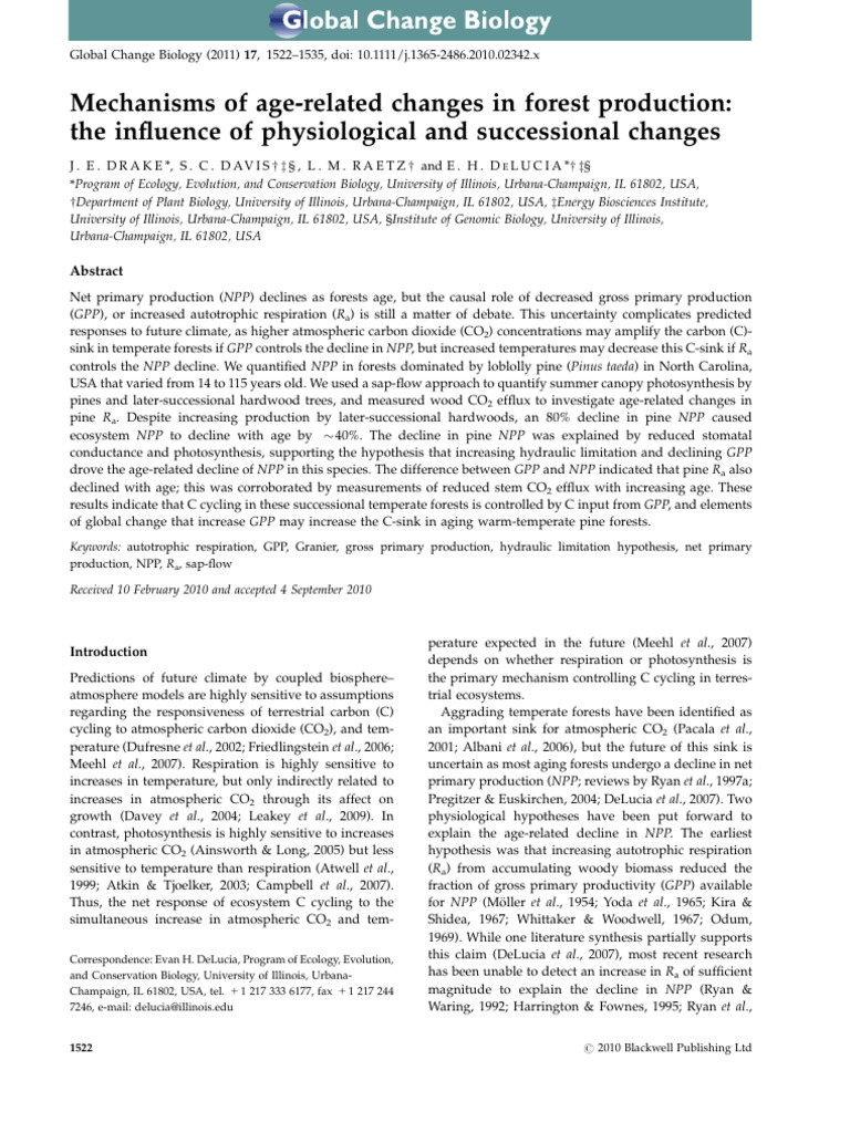 Mechanisms of age-related changes in forest production the influence of ...