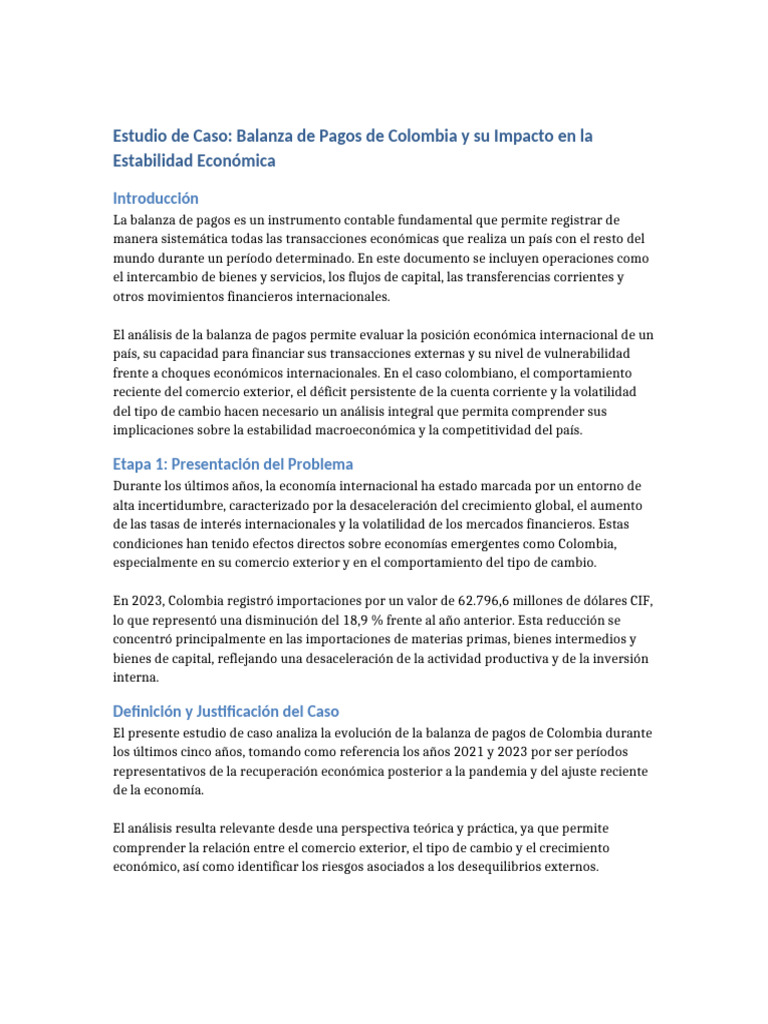 Balanza de Pagos y Estabilidad en Colombia | PDF | Balance de pagos ...