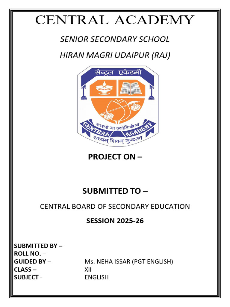 CBSE Project Report for Class XII English | PDF