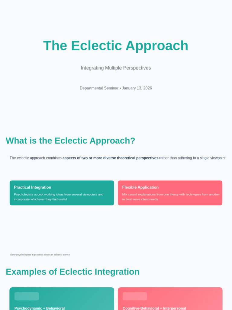 Eclectic Approach in Psychology Explained | PDF | Mental Disorder ...