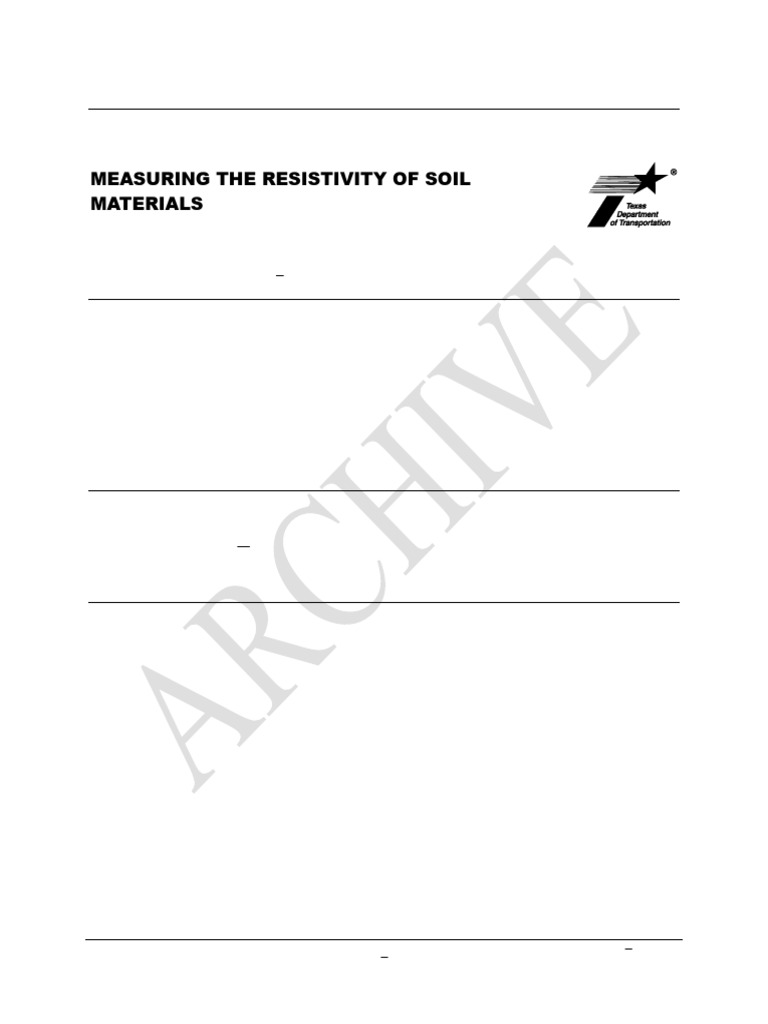 Soil Resistivity Measurement Guide | PDF | Electrical Resistivity And ...