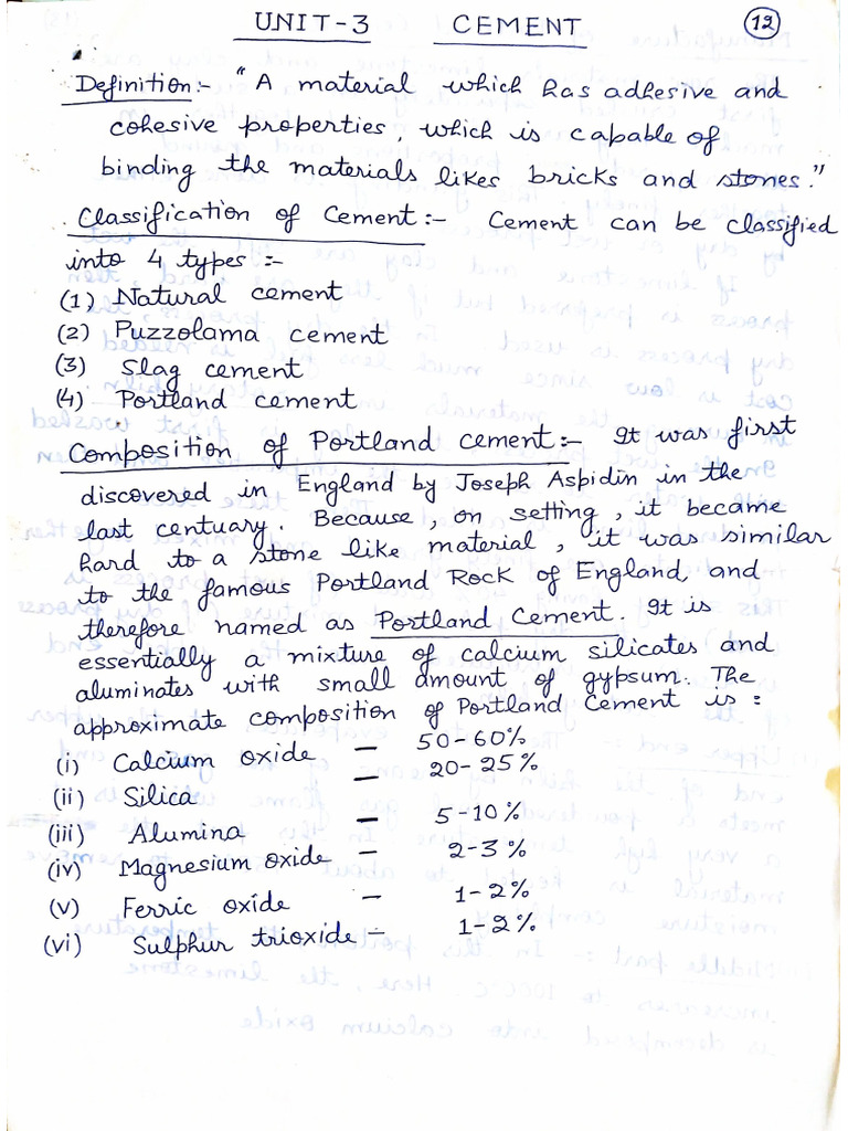 Unit-3 (Portland Cement and POP)-1 | PDF