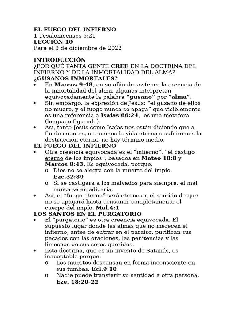 Doctrinas Erróneas sobre el Infierno | PDF | Infierno | Purgatorio