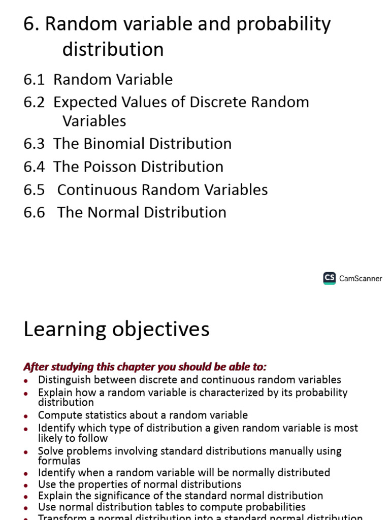 Random variable and probability distribution(1) | PDF | Probability ...