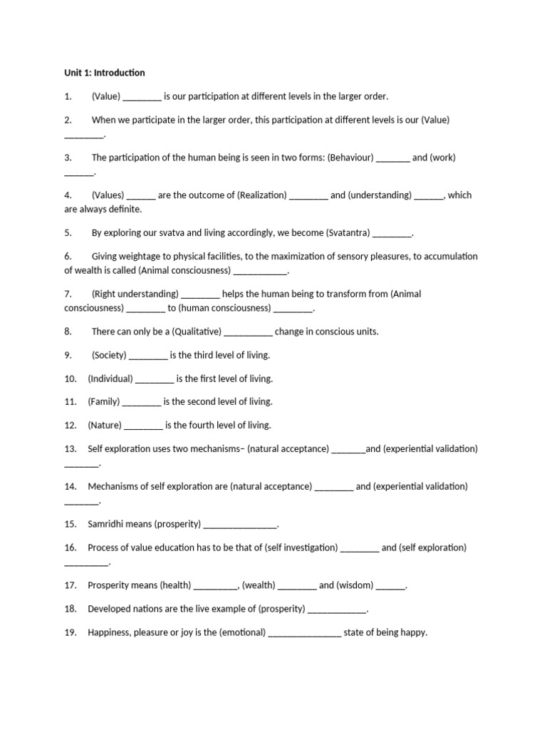 HVPE unit 1 | PDF | Happiness | Value (Ethics)