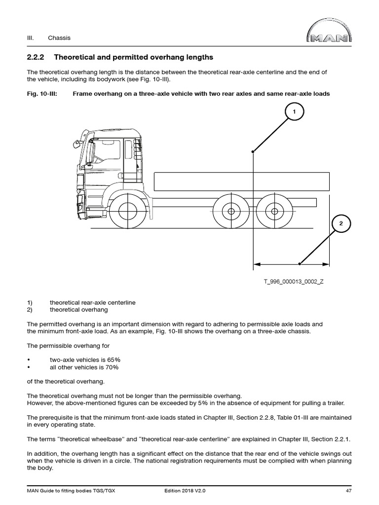 MAN TGS/TGX Chassis Overhang Guidelines | PDF | Axle | Steering
