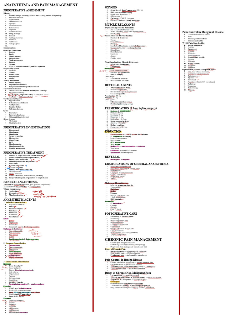 Preoperative Anesthesia Assessment Guide | PDF | Pain Management ...