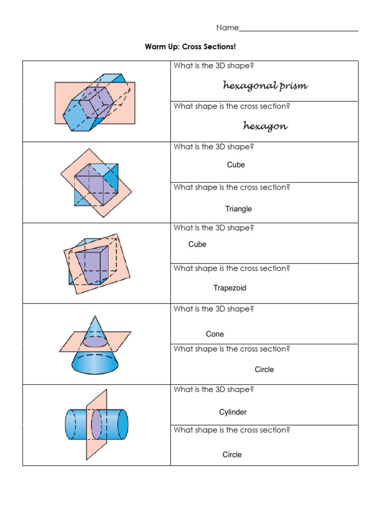3D Shapes and Their Cross Sections | PDF