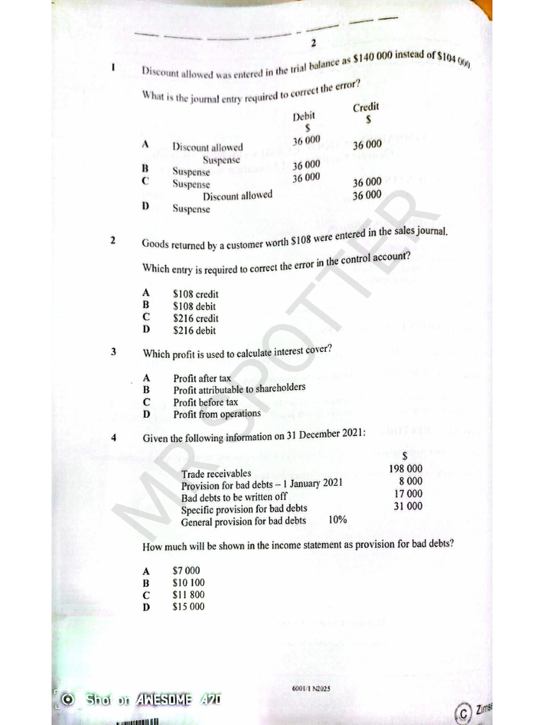 Acc A'level N2025 Paper 1 | PDF