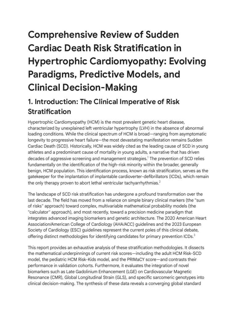 Sudden Cardiac Death Risk in HCM | PDF | Heart | Cardiovascular Diseases