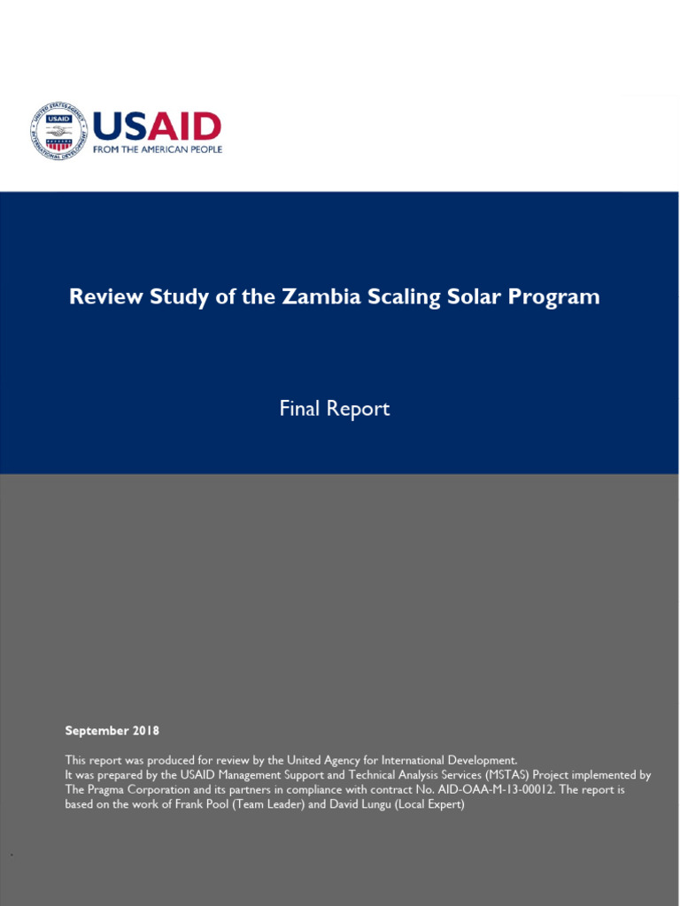 Zambia Scaling Solar Program Review Report | PDF | Solar Power ...
