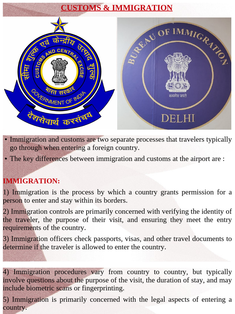Immigration vs. Customs Explained | PDF