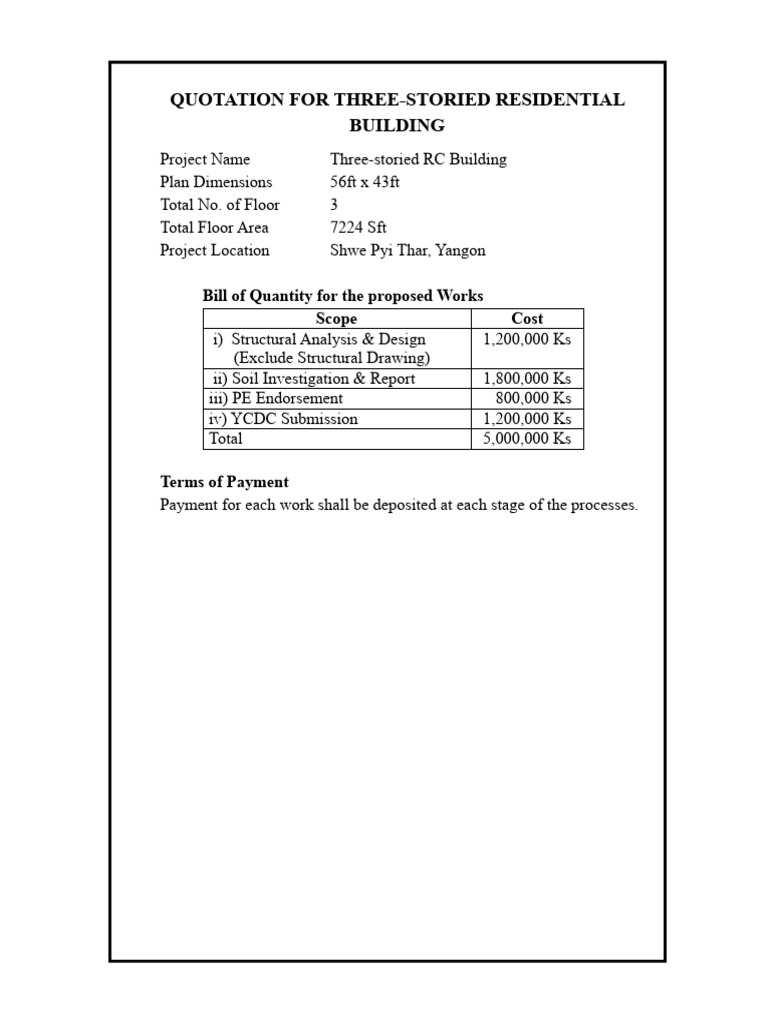 Quotation for 3-Story Building Project | PDF