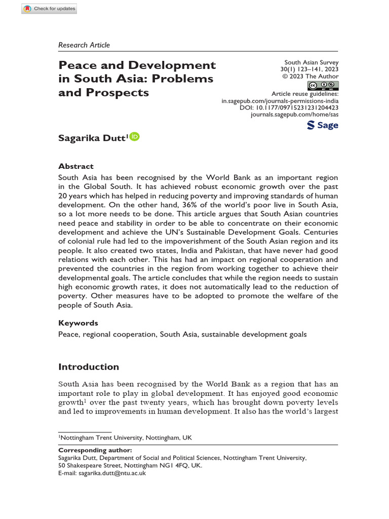 Dutt 2024 Peace and Development in South Asia Problems and Prospects ...