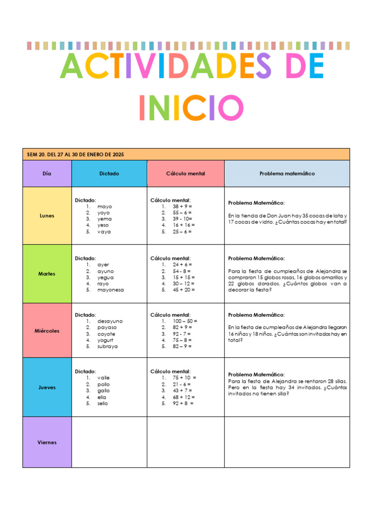 Actividades educativas del 27 al 30 de enero | PDF | Infografia | Escuelas