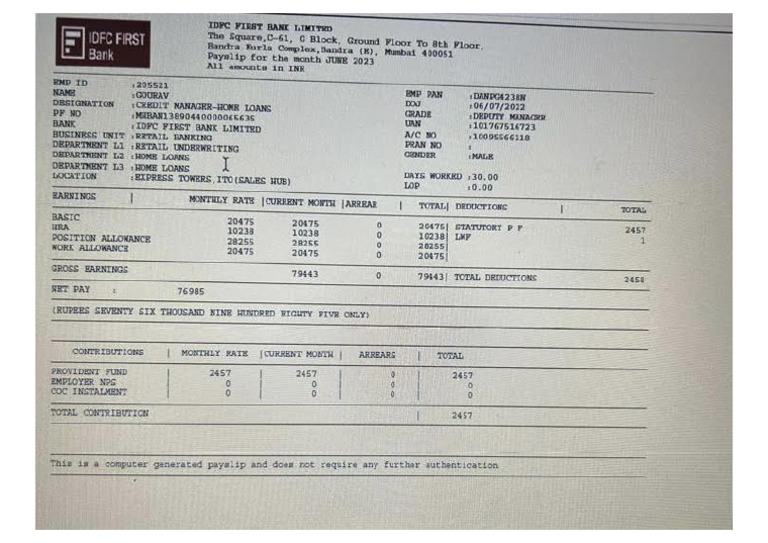 June Salary Slip | PDF
