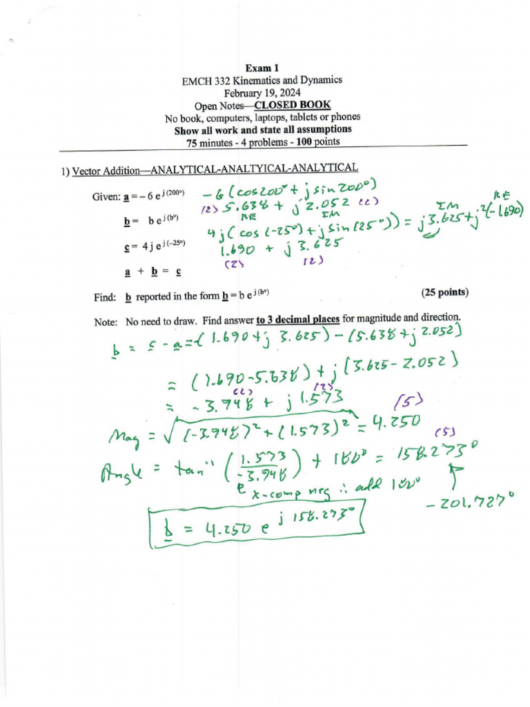 Exam1 Spring 2024 Solution | PDF