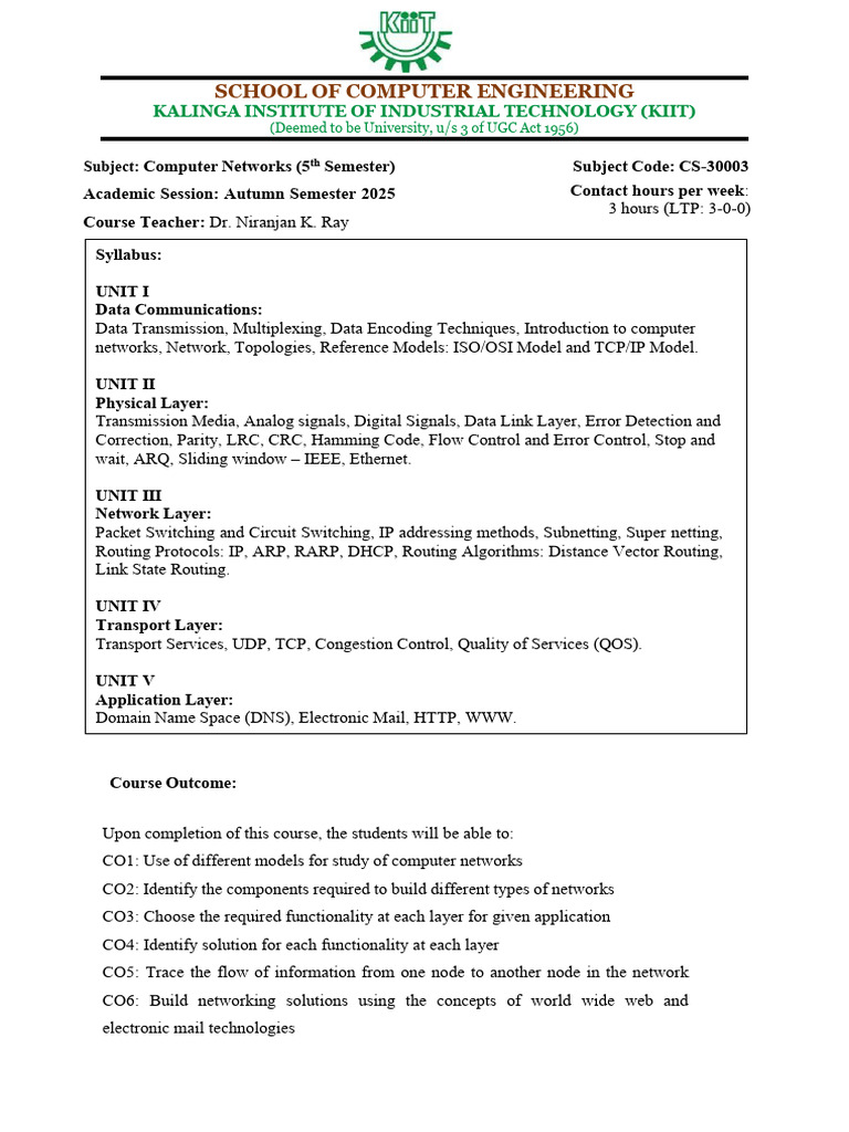 CN Handout 2025 | PDF | Computer Network | Internet Protocol Suite
