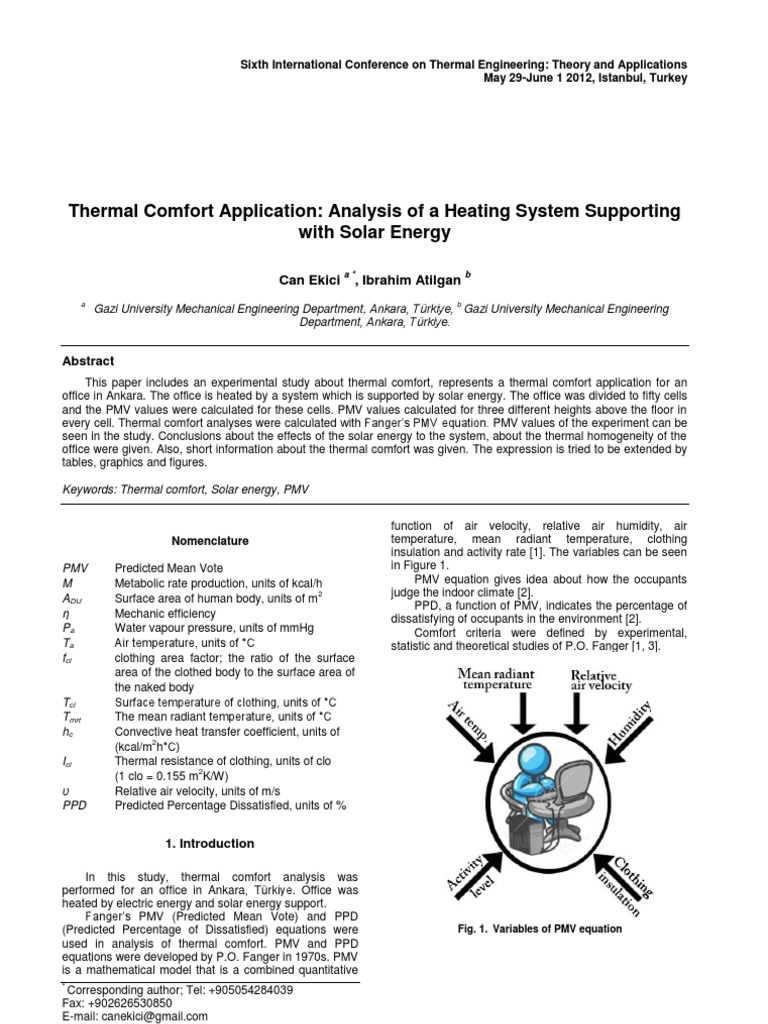 Thermal Comfort Application Analysis Of A Heating System