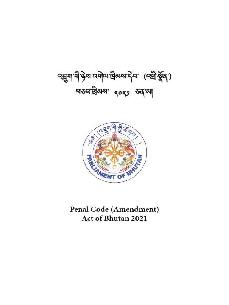 Penal Code Amendment Act of Bhutan 2021 | PDF