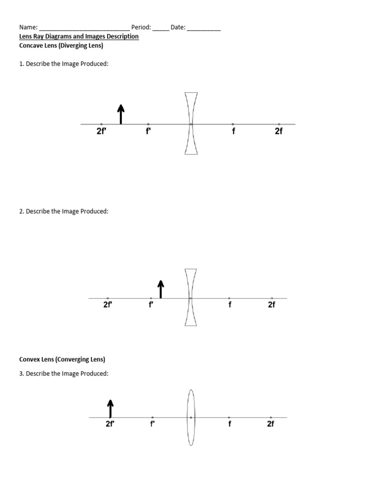 Lens Ray Diagrams and Image Analysis | PDF