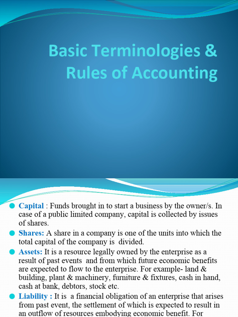Accounting Terminology and Rules Guide | PDF | Debits And Credits | Debt