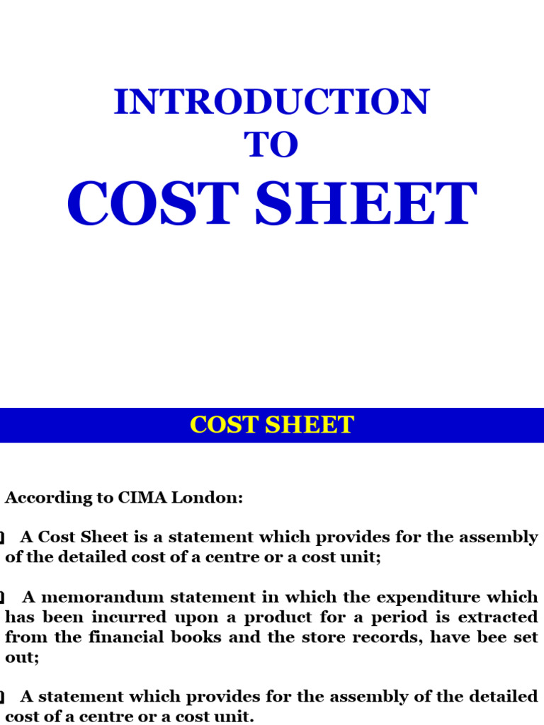 Understanding Cost Sheets and Classifications | PDF
