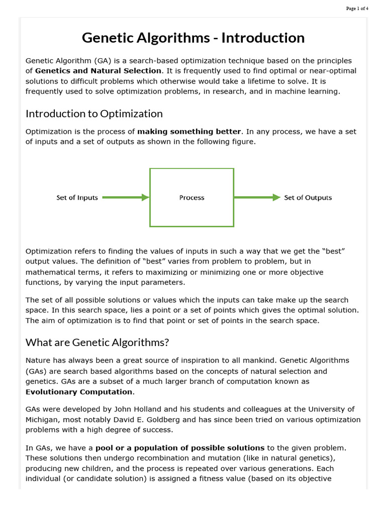 Introduction to Genetic Algorithms | PDF | Genetic Algorithm ...