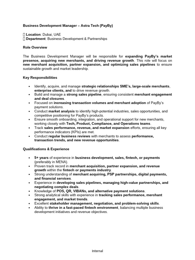 Business Development Manager | PDF