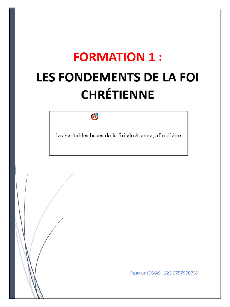 Fondements de la Foi Chrétienne | PDF | Baptisme | Justification ...