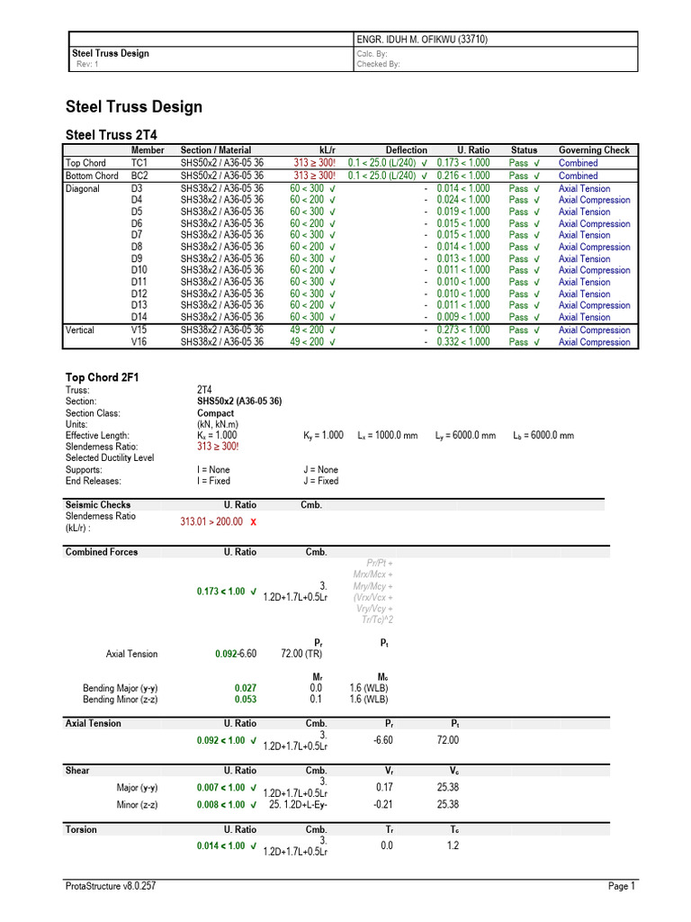 Steel Truss Design Analysis Report | PDF | Structural Engineering