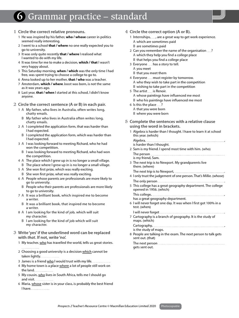 EP U06 Grammar Practice Standard (1) | PDF | Linguistics