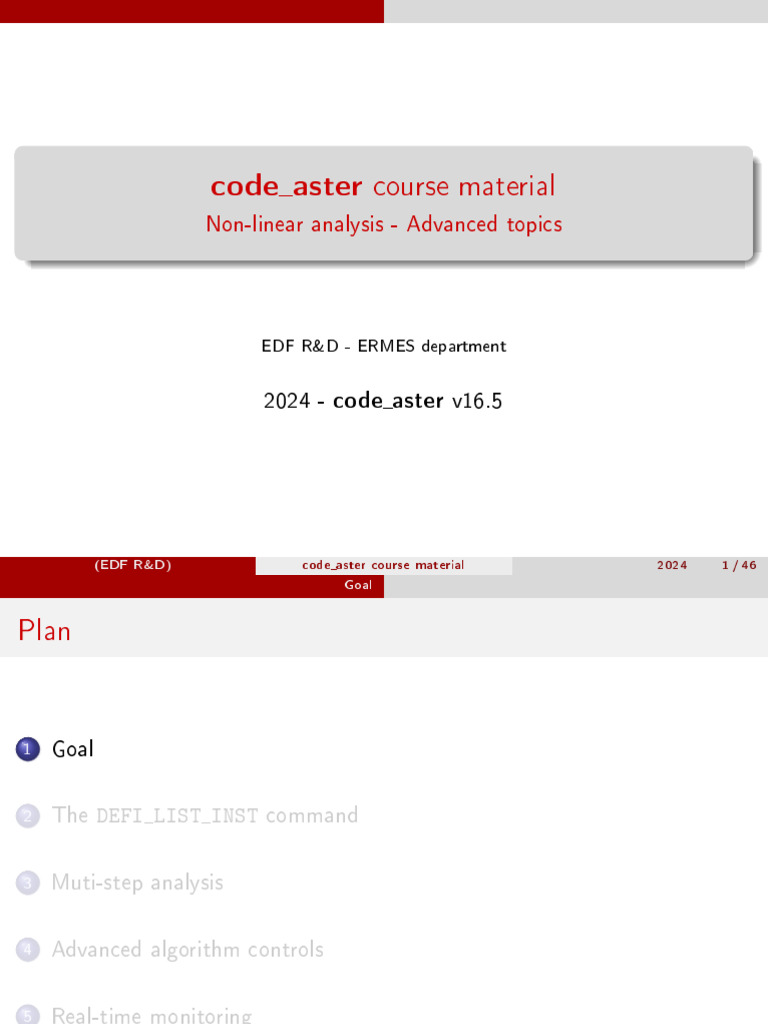 Code Aster Non-Linear Analysis Guide | PDF | Applied Mathematics ...