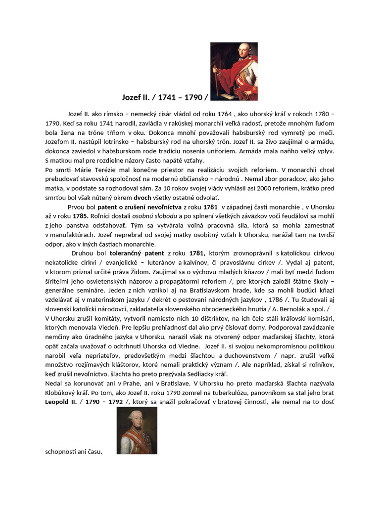 Jozef II. | PDF