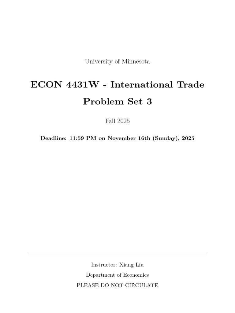 International Trade Problem Set 3 | PDF | Economic Equilibrium | Labour ...