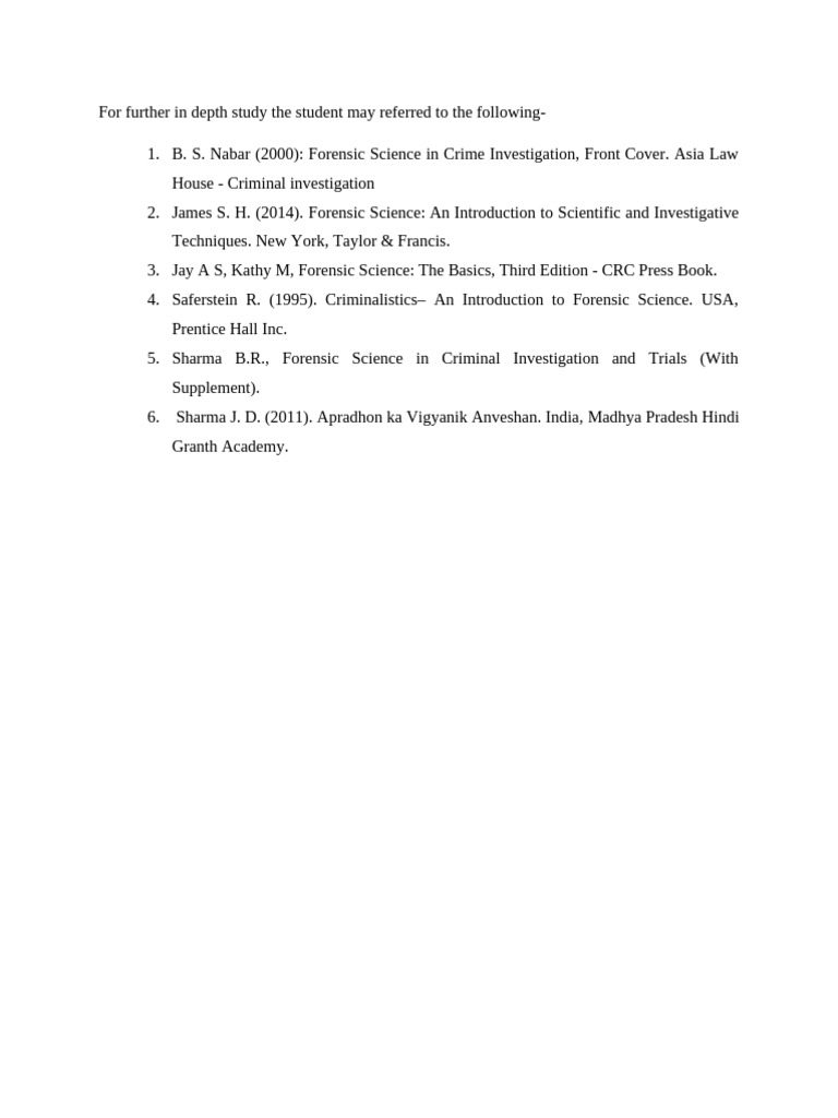 Essential Forensic Science References | PDF