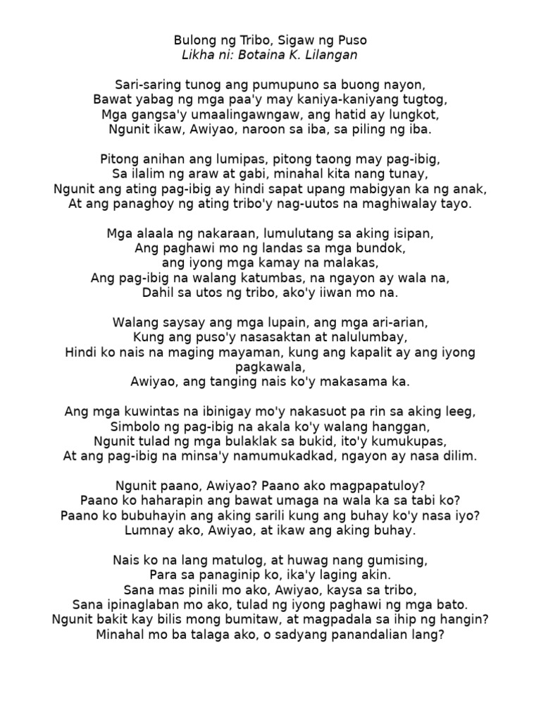 Tula para Kay Awiyao Na Gago | PDF