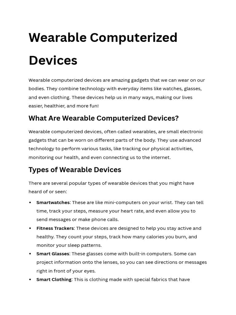 Understanding Wearable Computer Devices | PDF | Wearable Technology ...