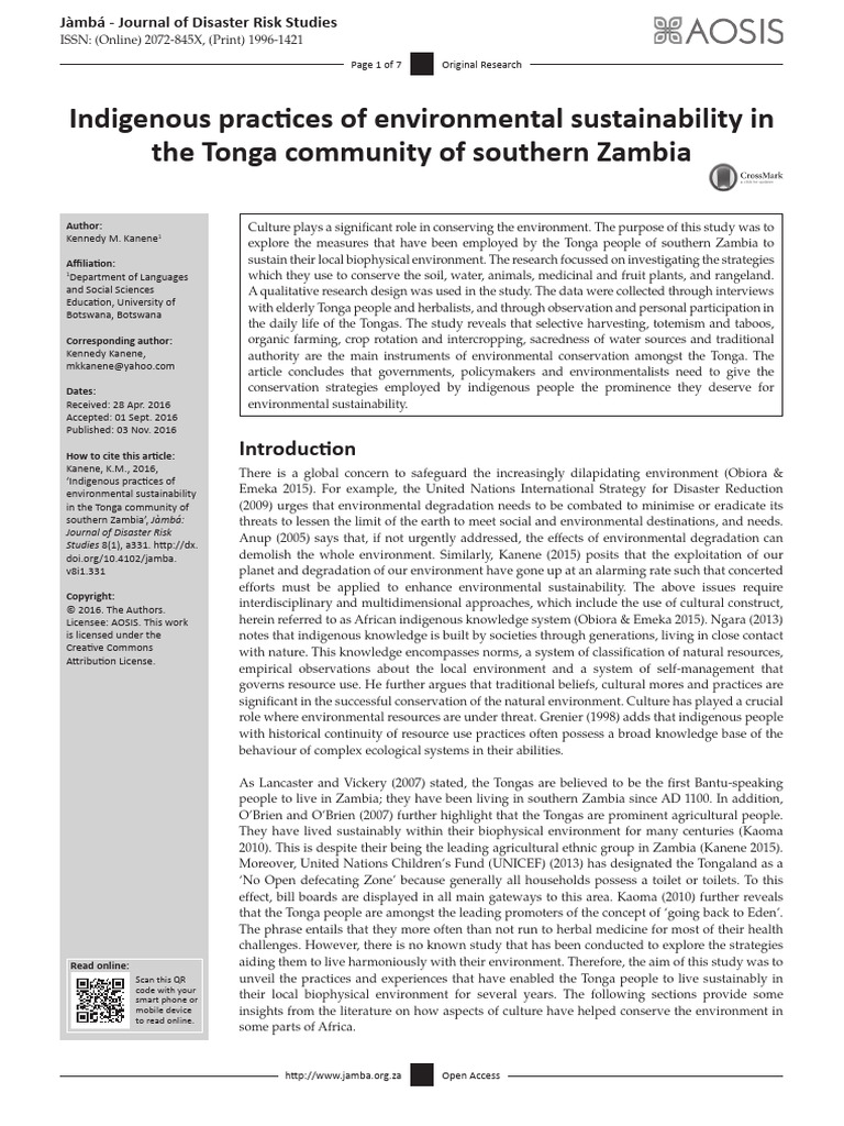Tonga Community's Sustainable Practices | PDF | Crop Rotation