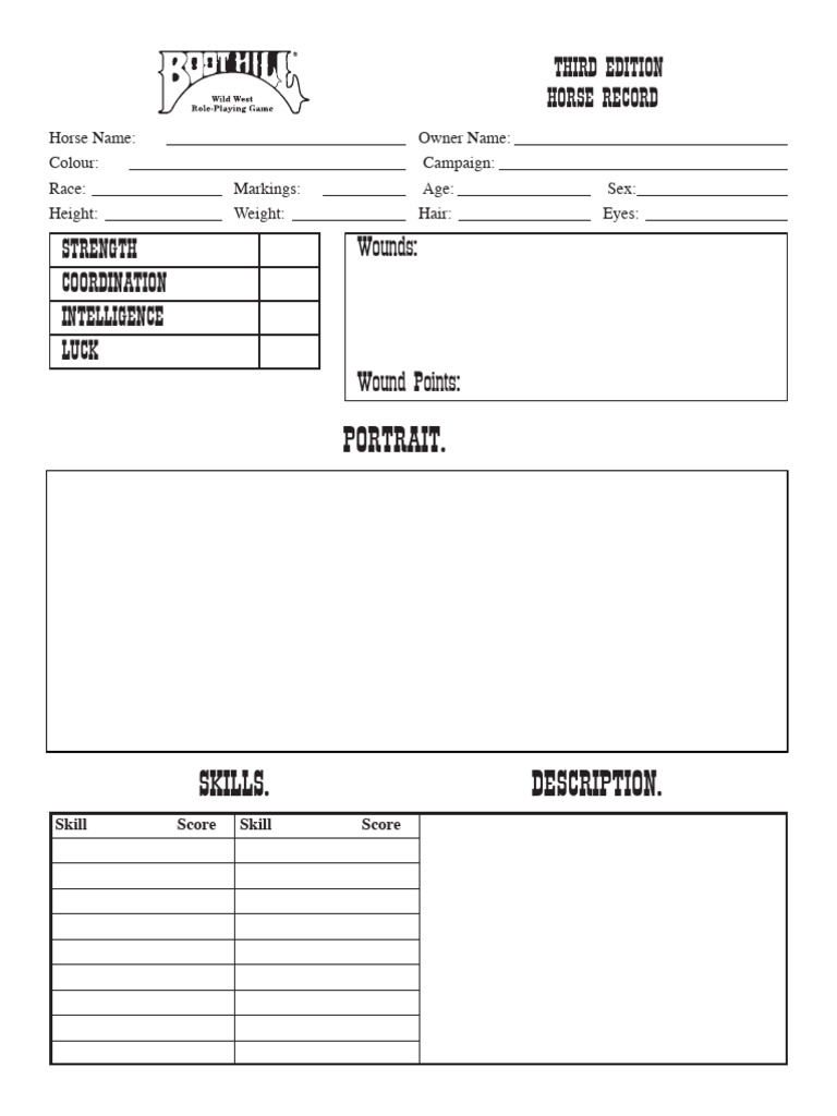 Boot Hill Horse Sheet | PDF