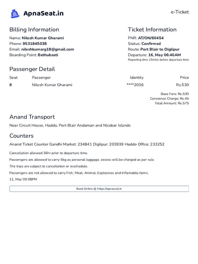 16 Return Ticket | PDF
