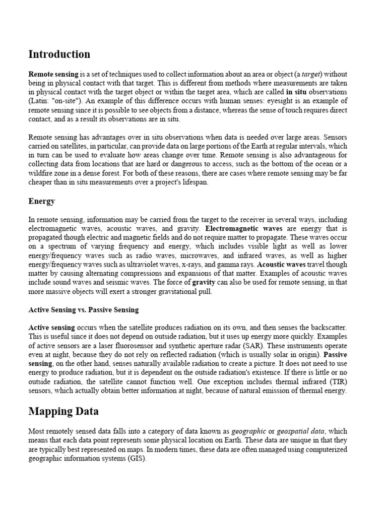 Understanding Remote Sensing Techniques | PDF | Electromagnetic ...