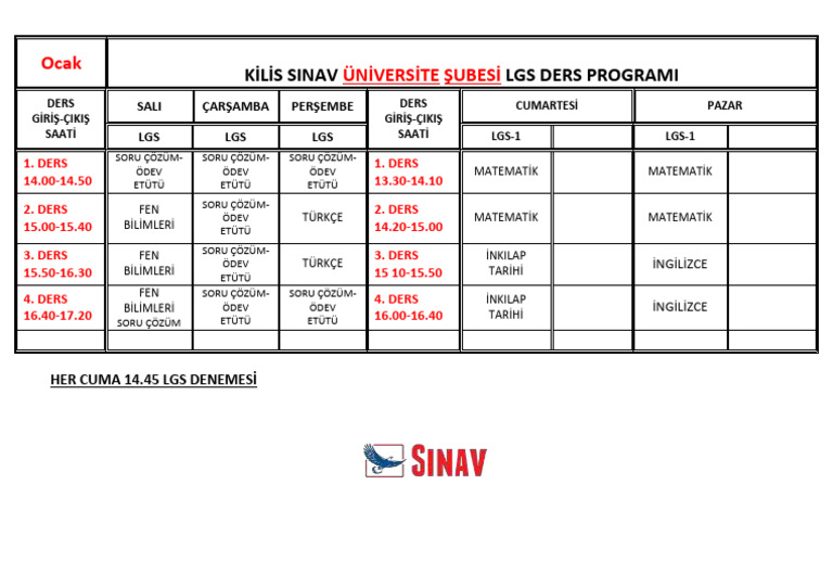 Lgs Ders Programi Üni̇versi̇te Şubesi̇-3 | PDF