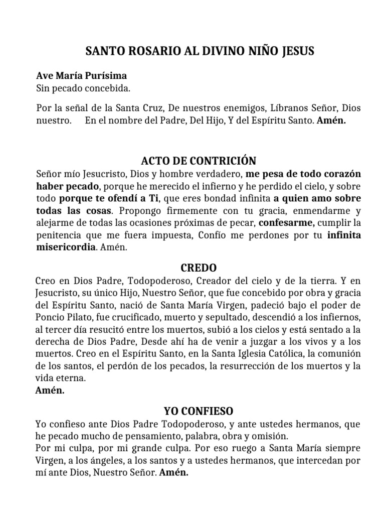 Santo Rosario al Divino Niño Jesús | PDF | María, madre de Jesús ...