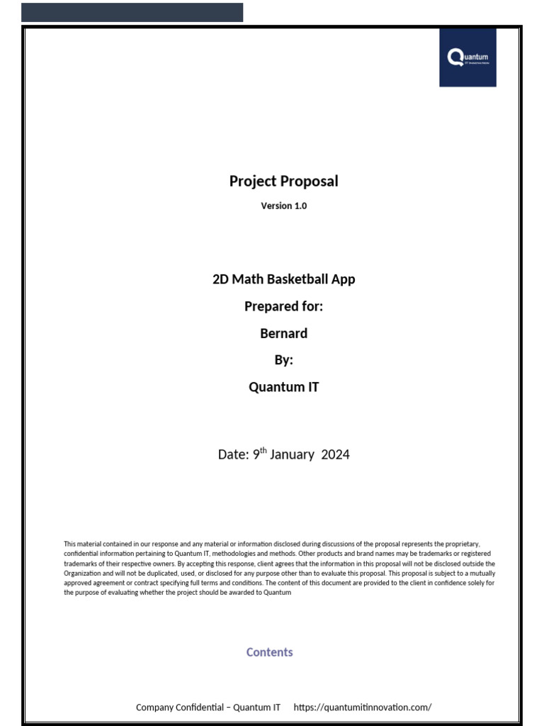 2D Math Basketball App Proposal | PDF | Intellectual Property | Project ...
