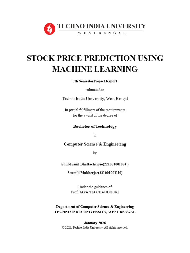 Stock Price Prediction with ML Techniques | PDF
