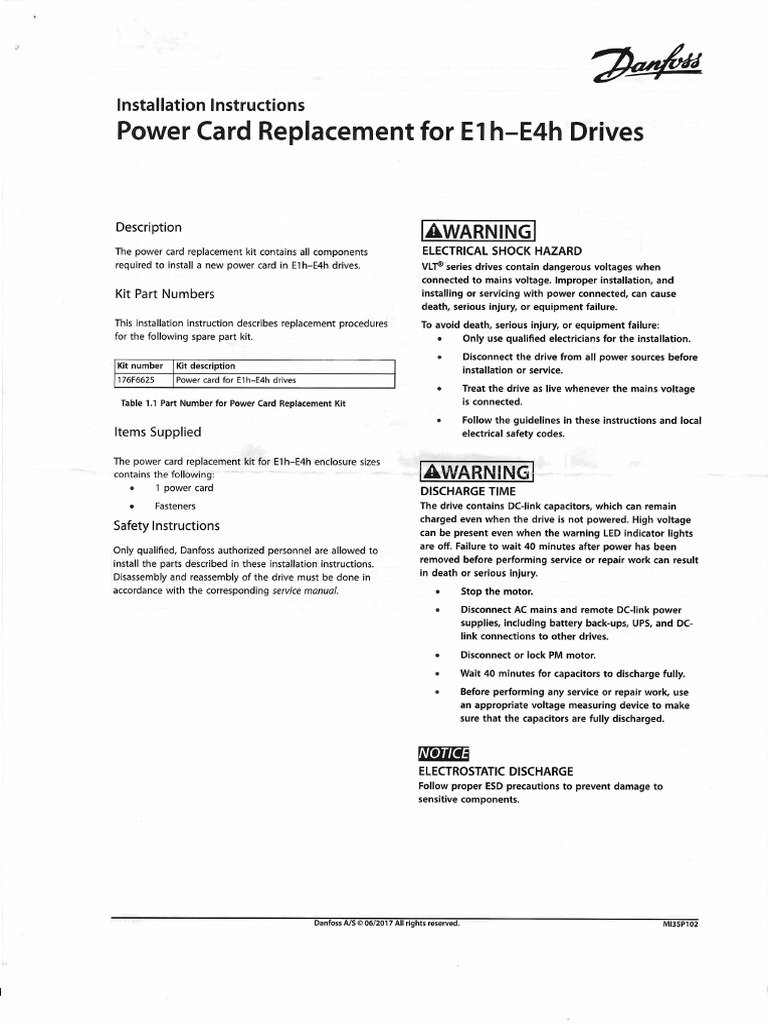 Power Card Replacement for E1h-E4h Drives | PDF